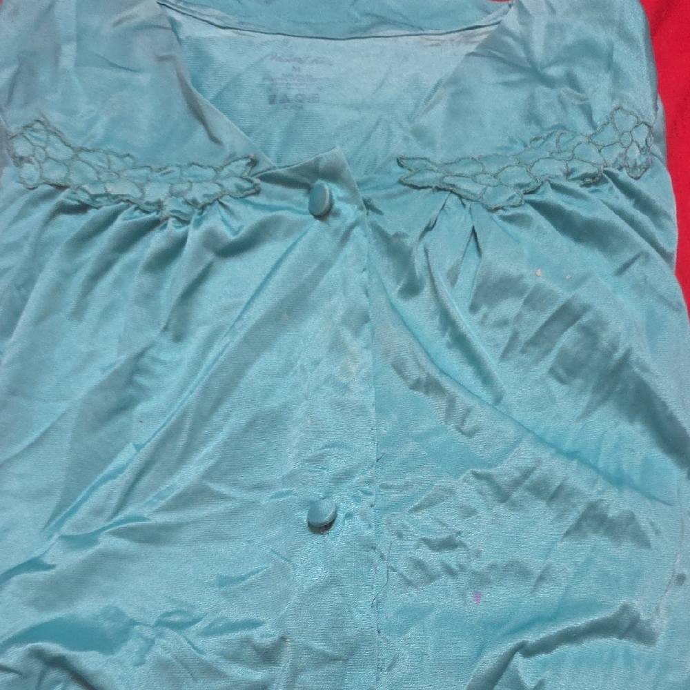 Vanity Fair Aqua Women's Pajama Top with Lace Accents